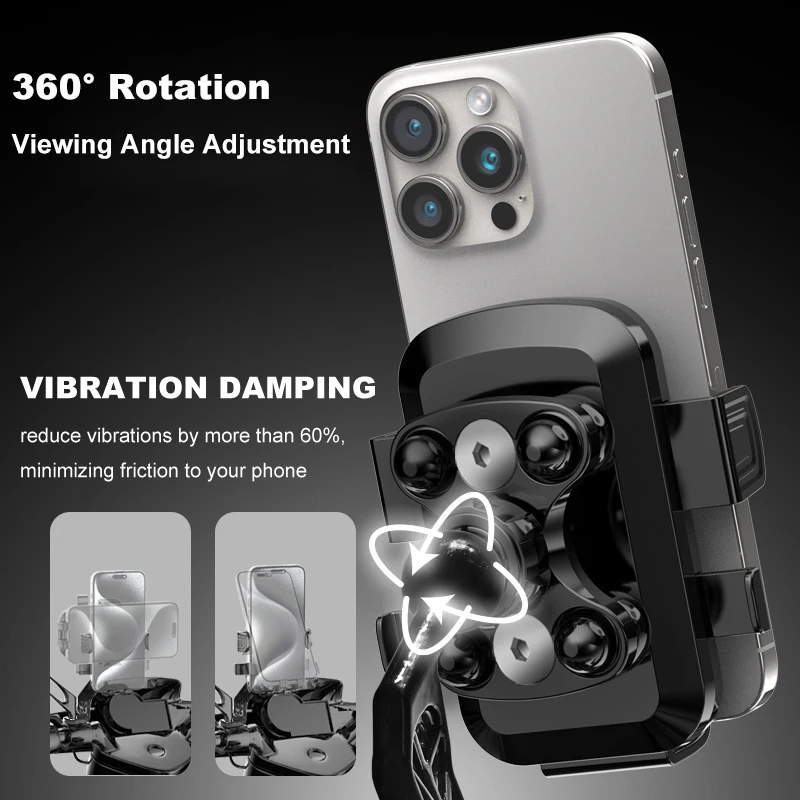 

Крепление для телефона на мотоцикле с гашением вибрации — 360° ° Держатель на руль подходит для телефонов 4-7 дюймов, универсальный для велосипедов и мотоциклов