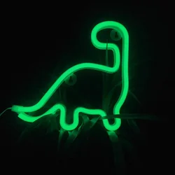 Dinosaur neon light, USB battery operated LED bedroom fun wall light, bar party game room birthday gift for adults and teenagers