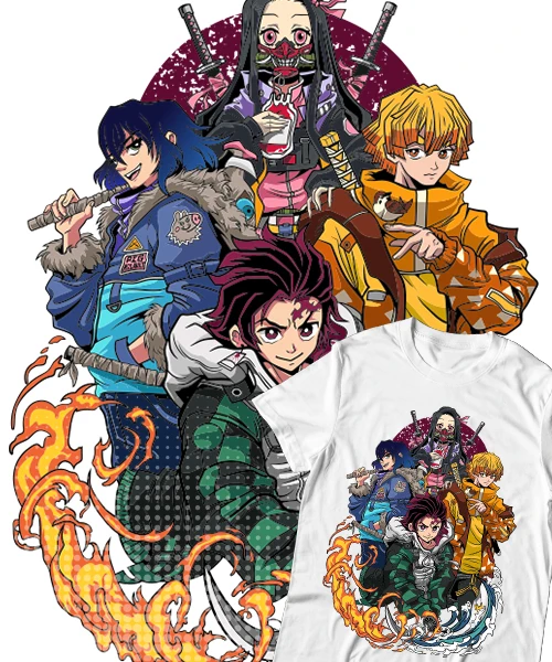 Camiseta unisex Demon Slayer Equipo Vestidos del Futuro Cotton anime T-shirt