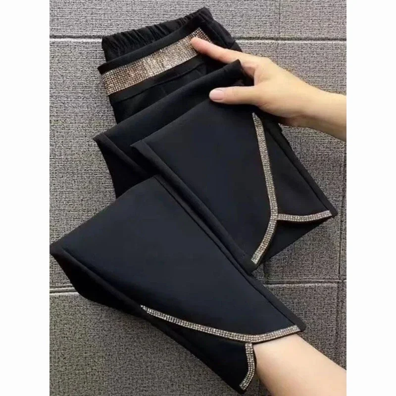 Dünne, hoch taillierte, elastische, schwarze, stilvolle Anzug- und Freizeithose, neun Zoll-Shorts für Kinder im Sommer 2025,