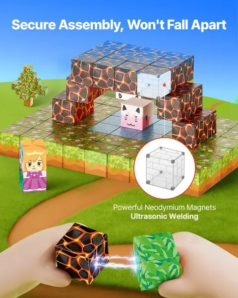 Blocos magnéticos 150 PCS Forest Castle Set STEM Montessori Brinquedos sensoriais