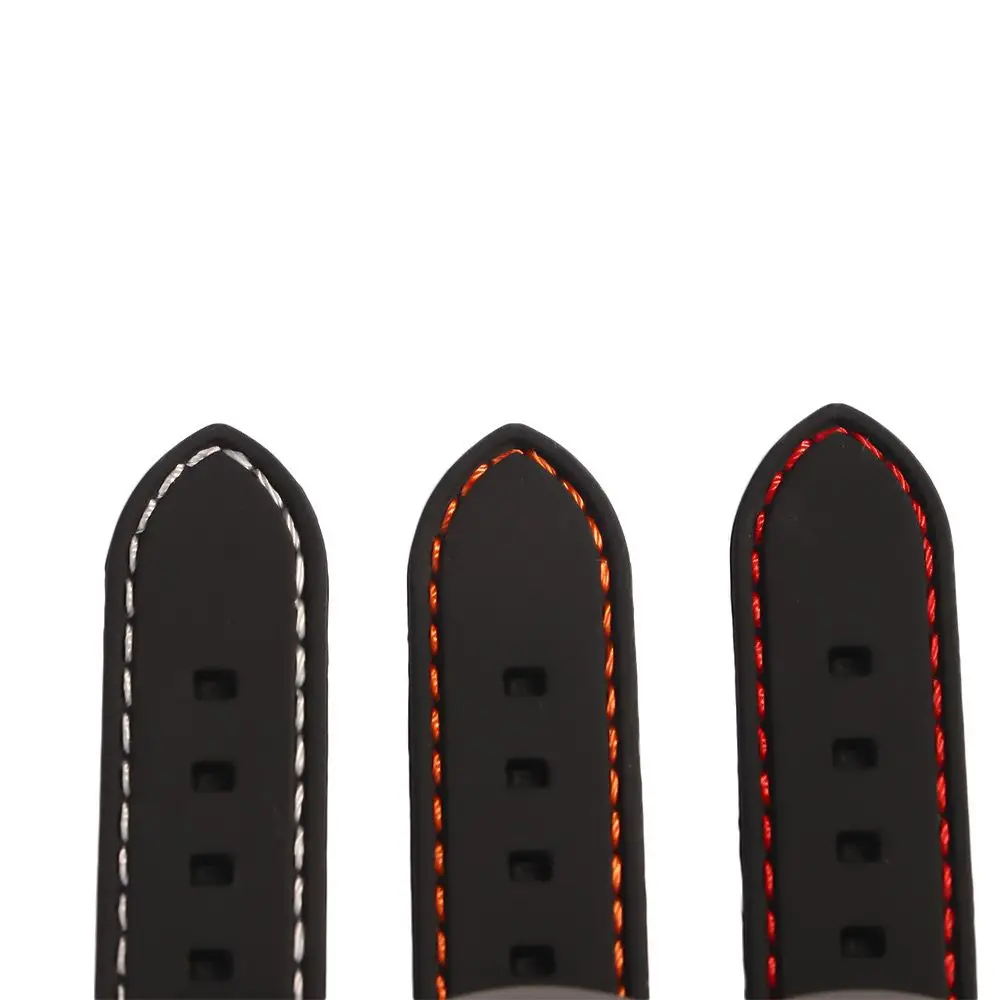 Blcak العالمي 20mm 22mm 24mm مطاط مقاوم للماء الرياضة حزام الساعات حزام الساعة Accs #5