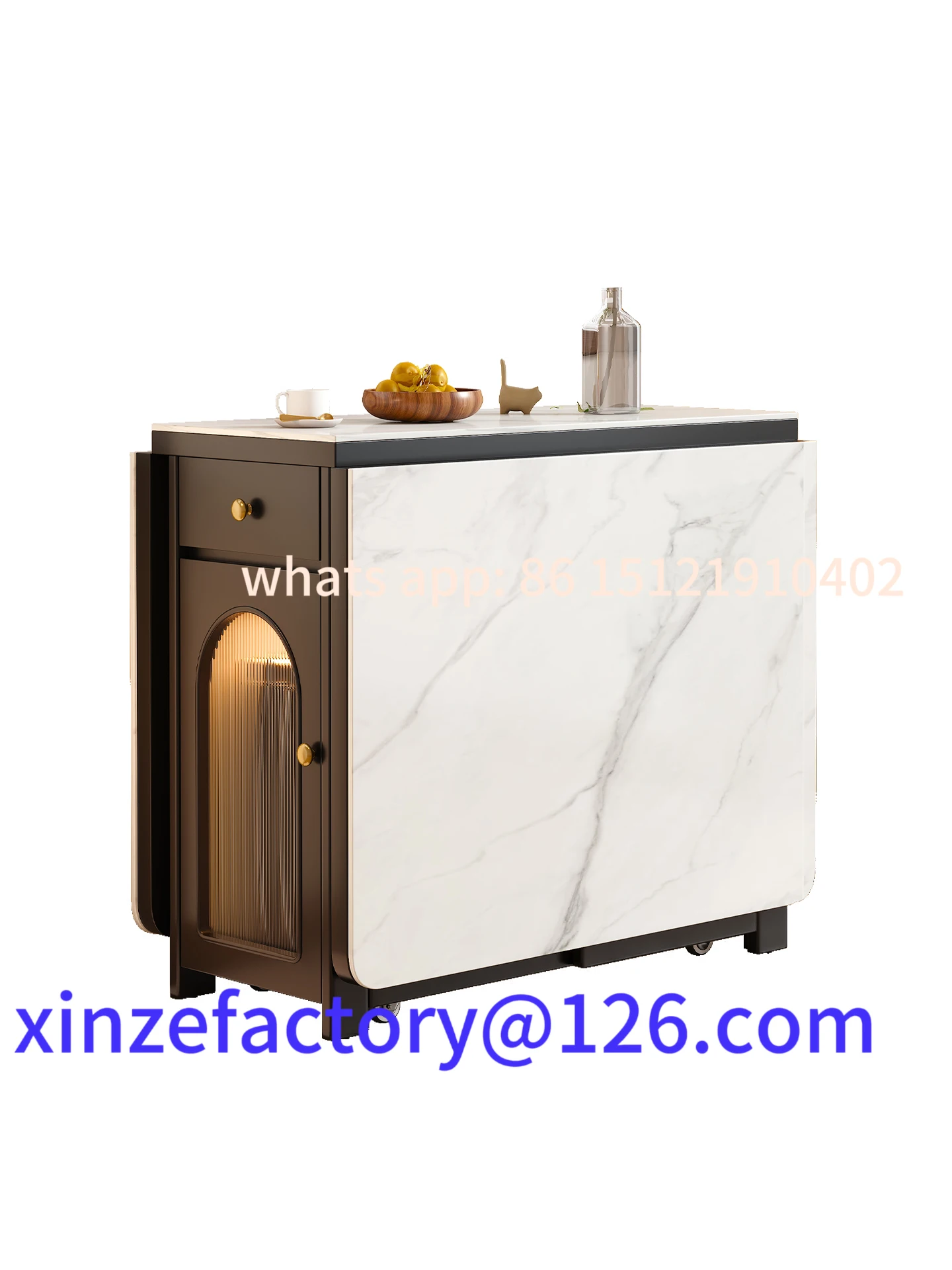 Customizable antique rock slab folding dining table New Chinese style