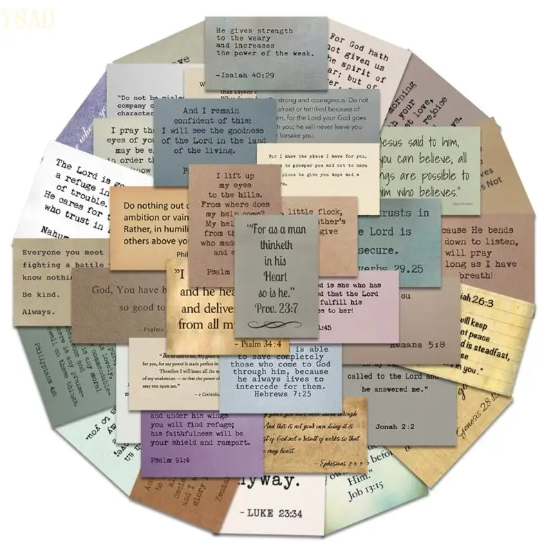 Y8AD 60Counts Bible Verses Sticker Cartoon Aesthetic Sticker Journal Sticker for Water Bottle Scrapbook Phone Guitar Laptop