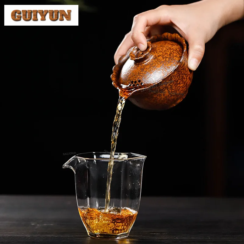 HOYIHM 200ml Chic Yixing Coarse Pottery Teapots Handmade Lotus Hand Grab Pot Raw Ore Wood-fired Porcelain Kettle Zisha Tea Set