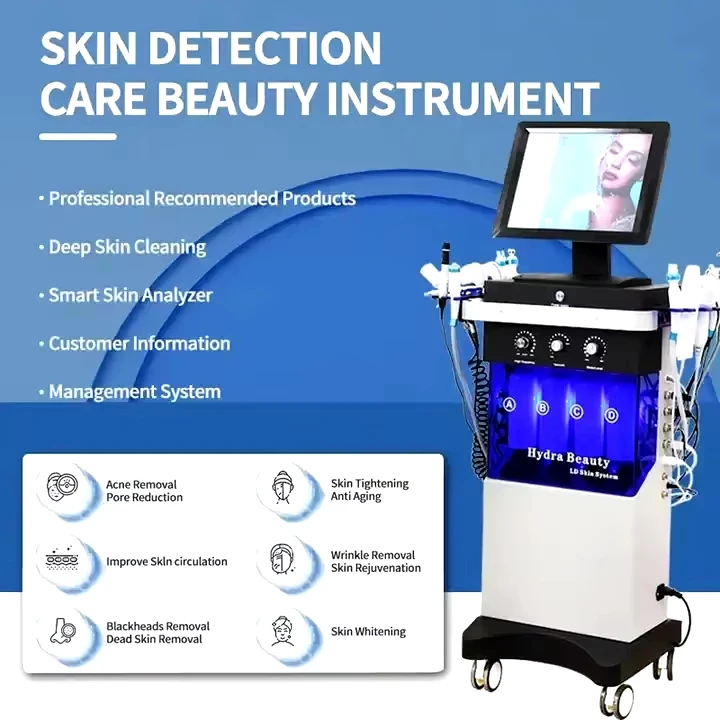 معدات التجميل الجمالية للنساء ، الأوكسجين الفقاعي ، جهاز الغسيل بالموجات فوق الصوتية ، التقشير المائي ، آلة الوجه المائية ، 14 في 1