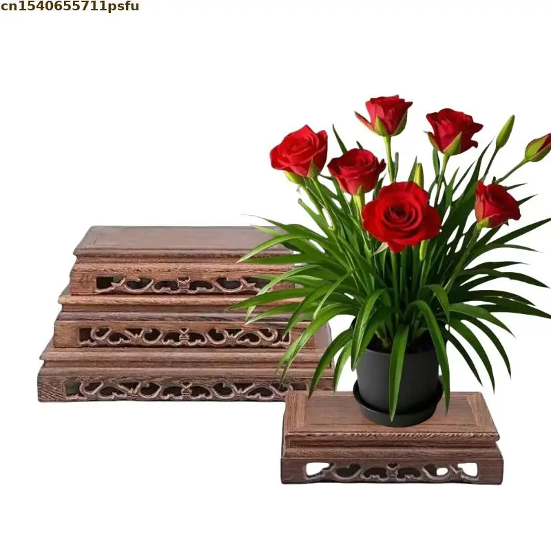 Natural Solid Wood Miniature Pedestal Display Stand Coffee Tea Sets Flower Pot Sorting Table Bonsai Plant Shelves Figurine Vase