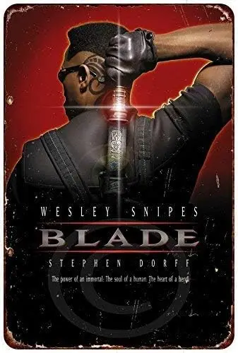 Tin Sign Blade Movie Poster Wesley Snipes Vintage Reproduction Metal Sign 8 x 12 Inches