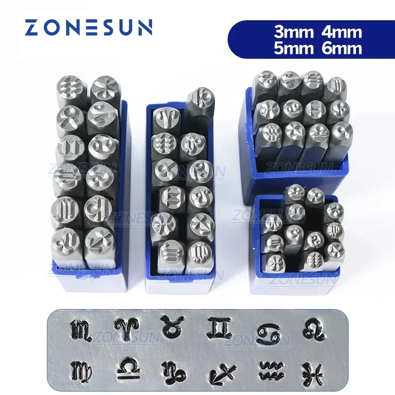 

ZONESUN кожаный штамп 12 шт. ювелирные изделия металлические штампы символы инструменты для штамповки кожи стальной металлический инструмент для браслета и ожерелья