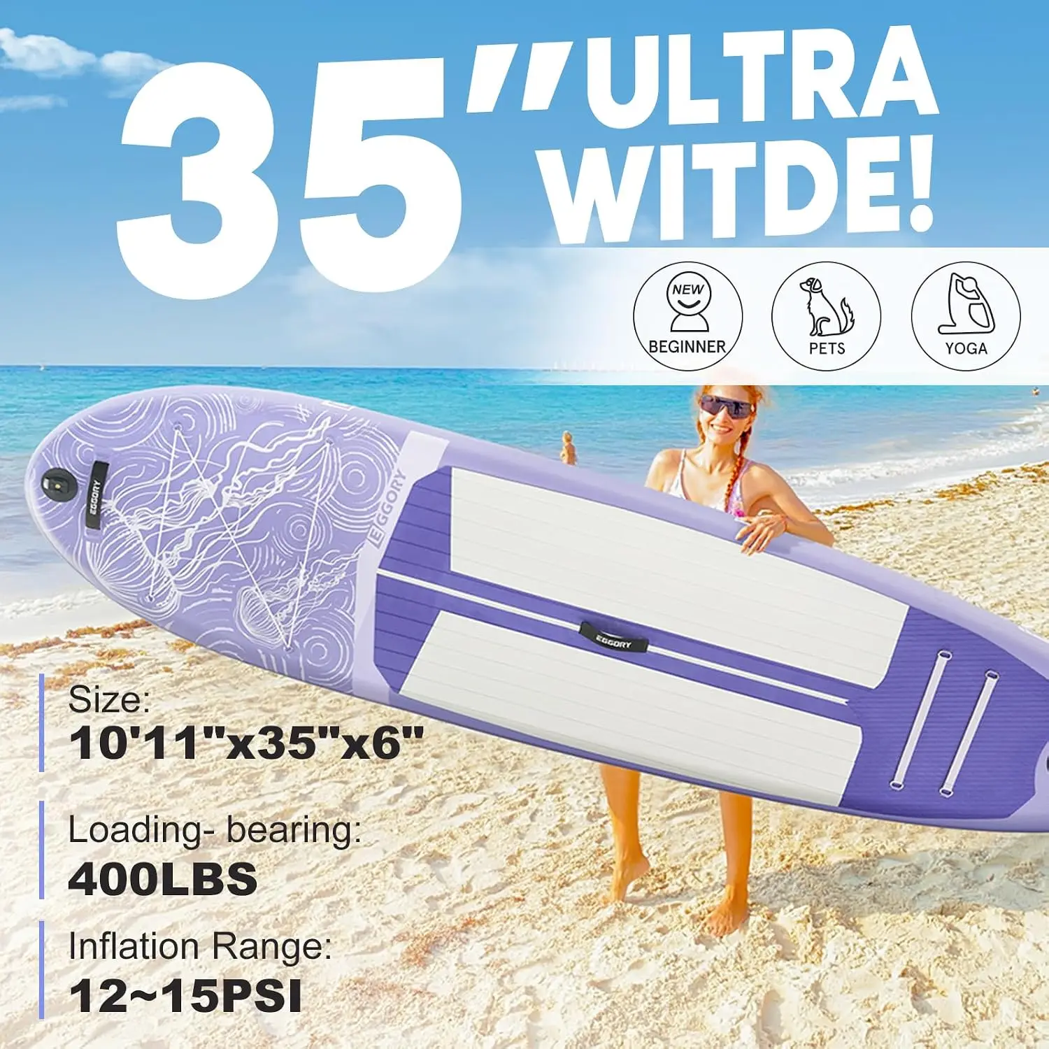 Inflatable Paddle Board,Paddle Boards | Stable Design with Non-Slip Comfort Deck, Portable Travel Paddle Board