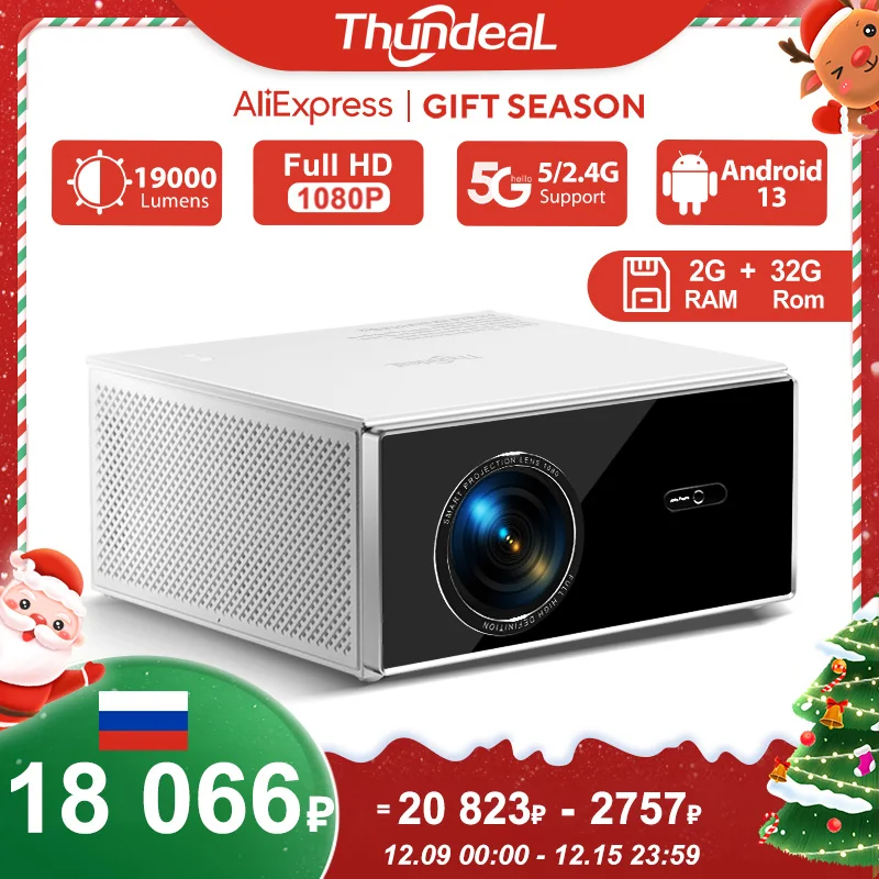 ThundeaL 2K 4K Full HD 1080P Projector TDA7W 2G 32G Android 13 WiFi 6 Home Theater TDA7 Beam Projector for Outdoor Meeting Video