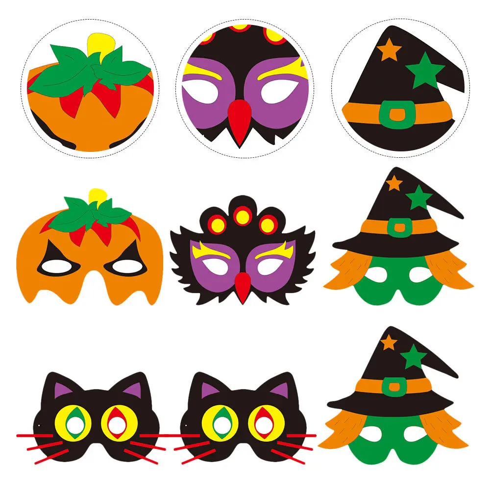 8セットのスタイリッシュなマスク-ハロウィンクラフト-快適なdiyコスチューム-キッズeva-子供用ユニークな漫画デザイン