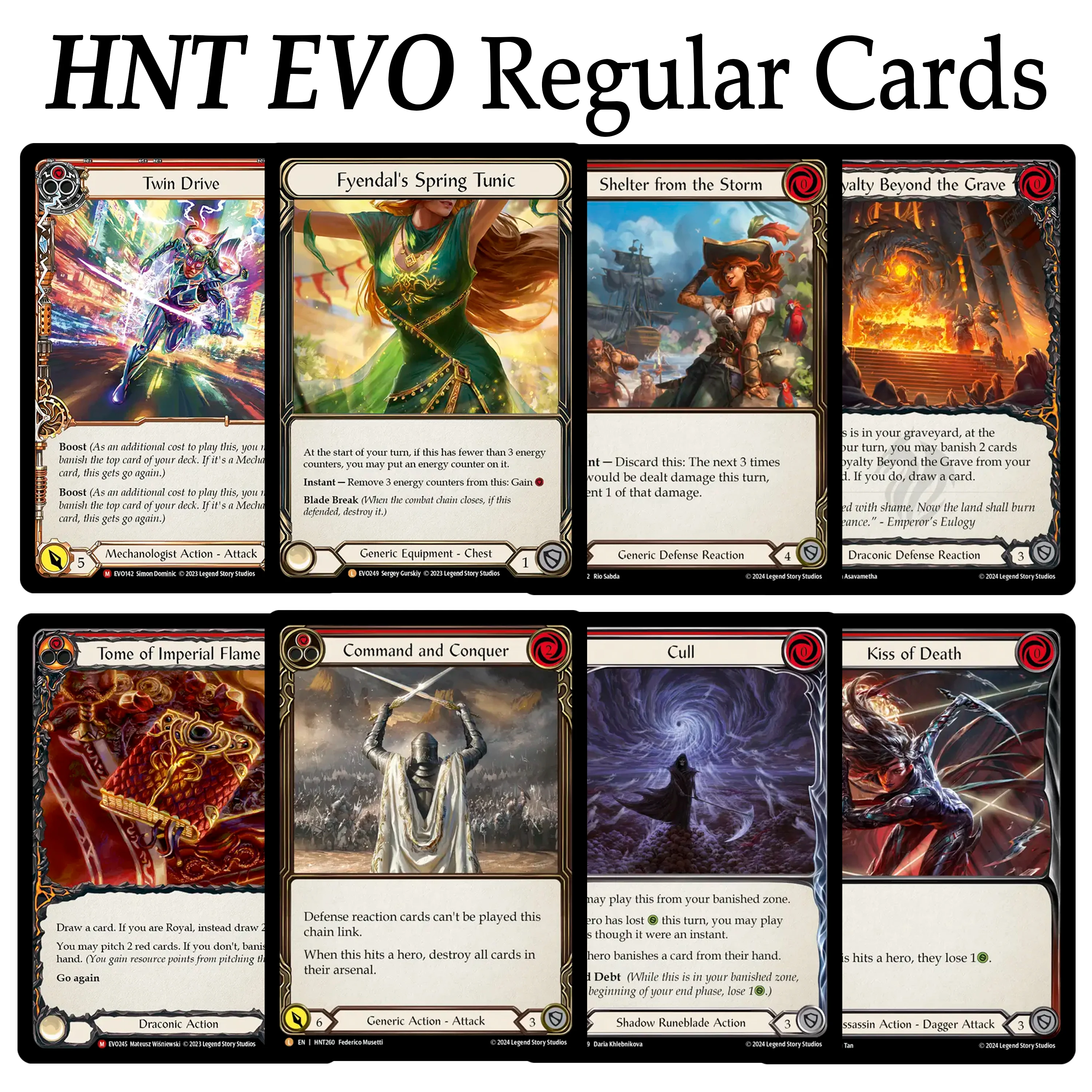 Flesh and Blood FAB TCG HNT EVO Meta Staples Core Set Regular Cards Storm Shelter Fyendal's Tunic Command and Conquer Proxy