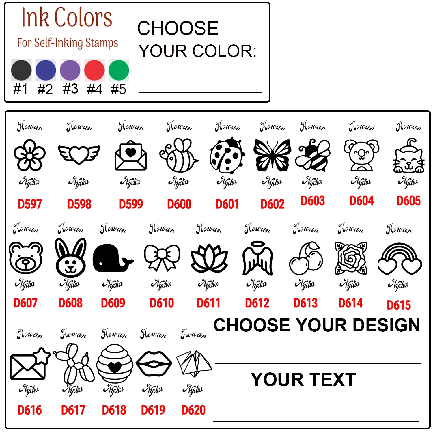 ختم اسم مخصص مع 24 تصميم لطيف - ختم تحويل ذاتي 25 مم مخصص للعودة إلى المدرسة، هدايا فنية، هدايا بلاستيكية متينة