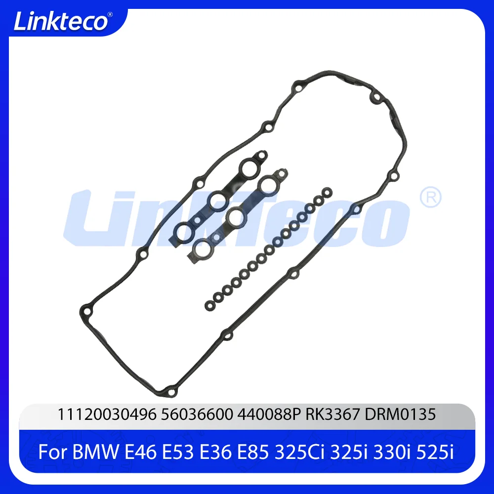 Engine Valve Cover Gasket Set Fit 2.2 2.5 3.0 L M54B22 M54B25 M54B30 For 01-10 BMW E46 E53 E36 E85 325Ci 325i 330i 525i X3 X5