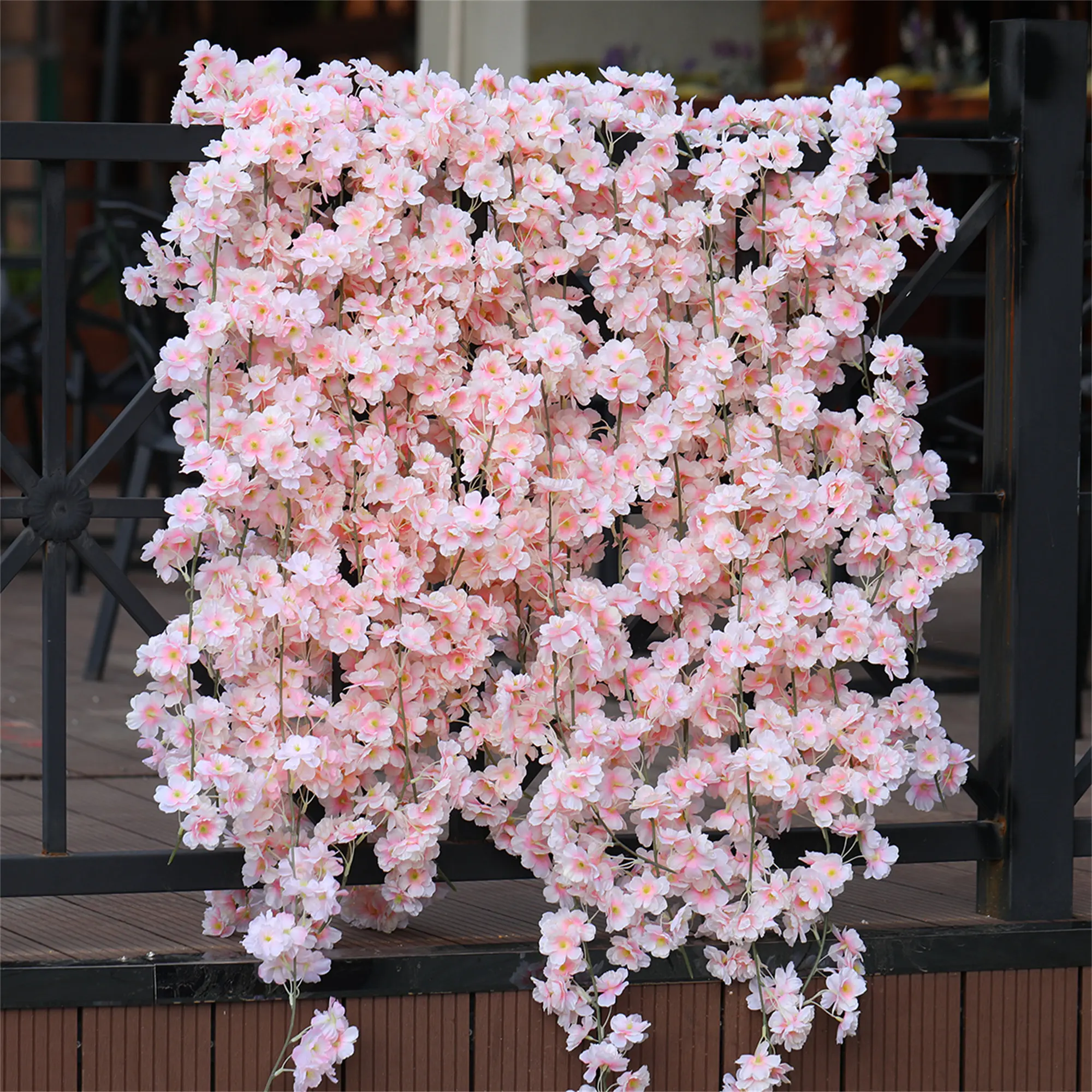 Artificial Cherry Blossom Vines Silk Flower Garland Vine for Outdoor Garden Arch Decor Home Wedding Christmas Decoration Rattan