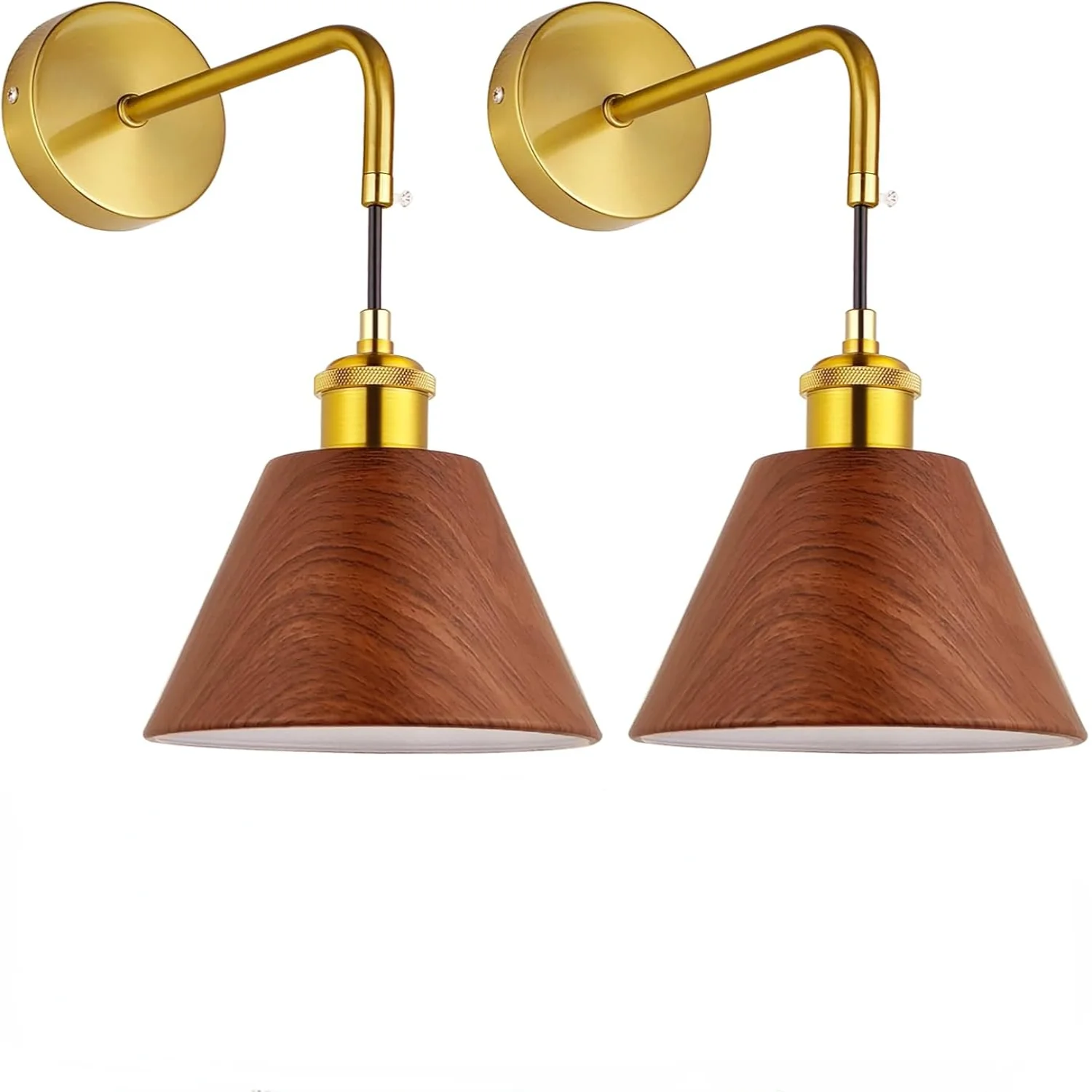 

Battery Operated Sconce Rechargeable Wireless Lights Set of 2 Lighting Indoor, 13 RGB Colors Dimmable with Control, Walnut Gr