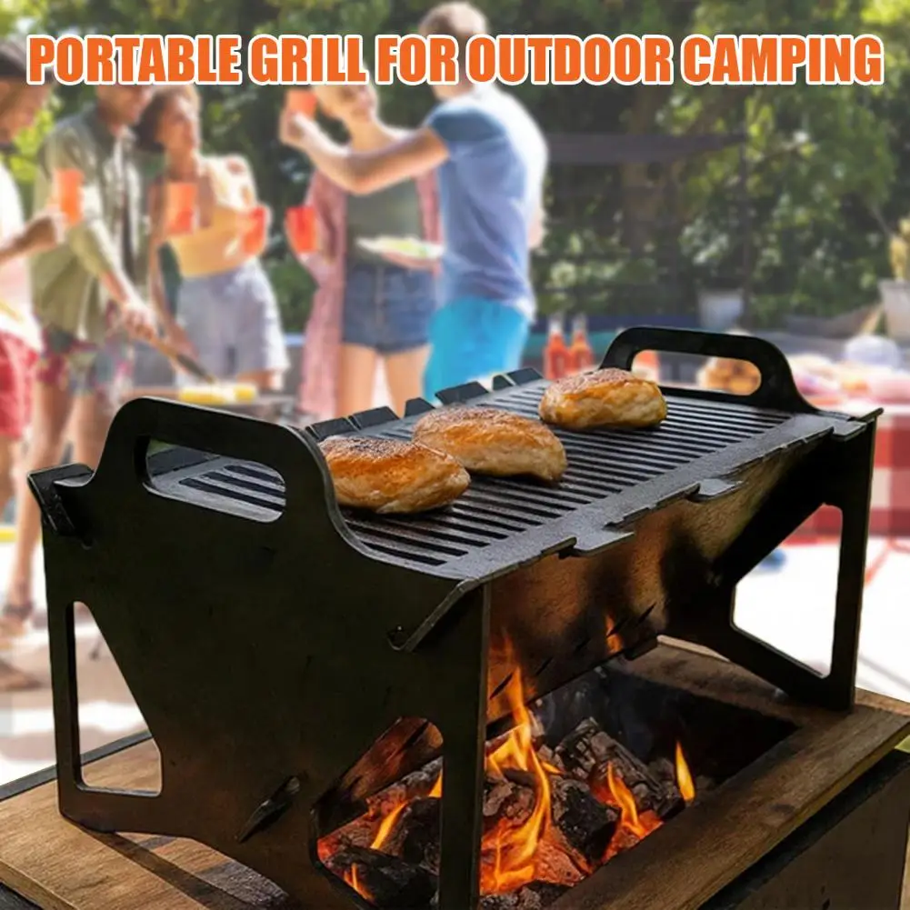 

Foldable Slot Grill Portable Slot Grill Collapsible Bbq Tool-free Setup Lightweight Steel for Camping Tailgating Rv Outdoor