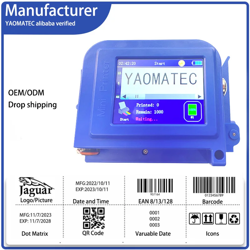 MULLIZE 27 language 12.7mm Touch Screen QR Bar Batch Code Date Logo Expiry Label Portable Handheld Thermal Inkjet mini Printer