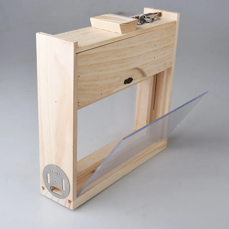 Beekeeping Wooden Observation Bee Hive Glass Window 10 Frame Comb Frame Beehive Kit for Beginners Education