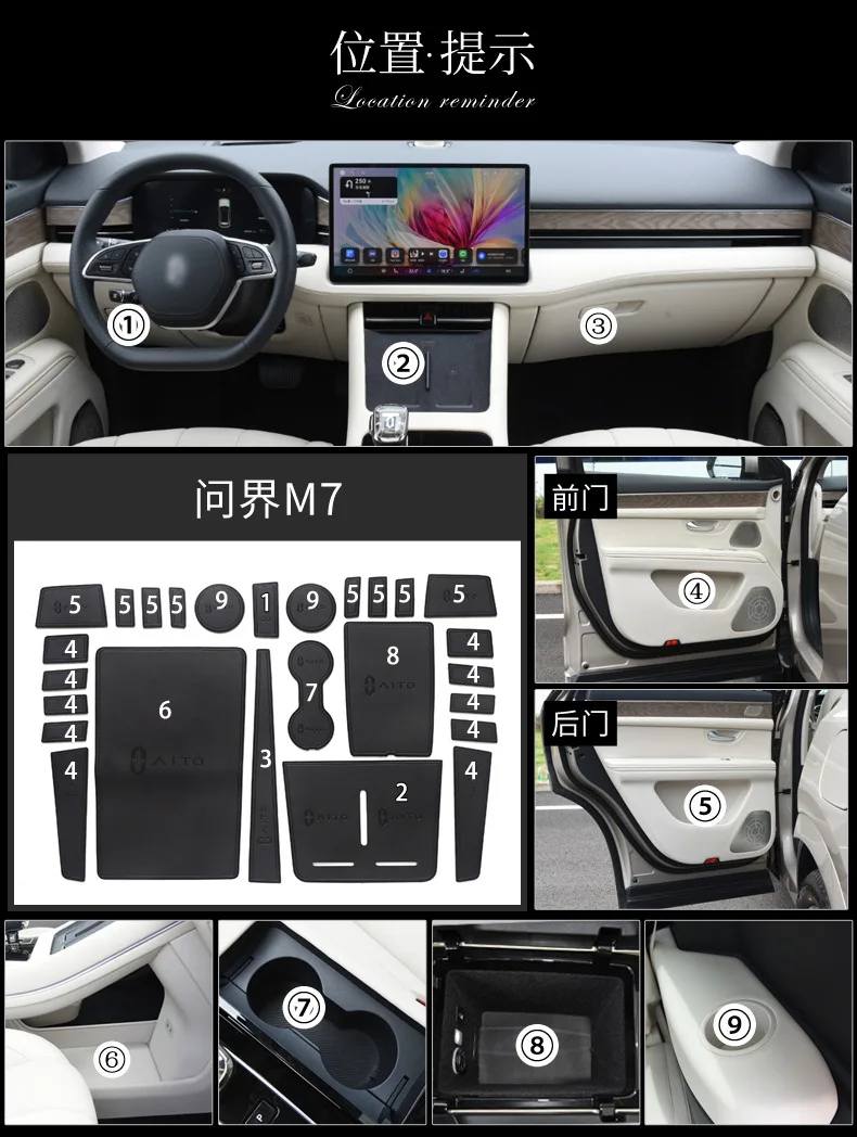 車内ドア溝マット,ゲート溝パッド,滑り止めカップマット,HuaweiAir M7用アクセサリーカバー