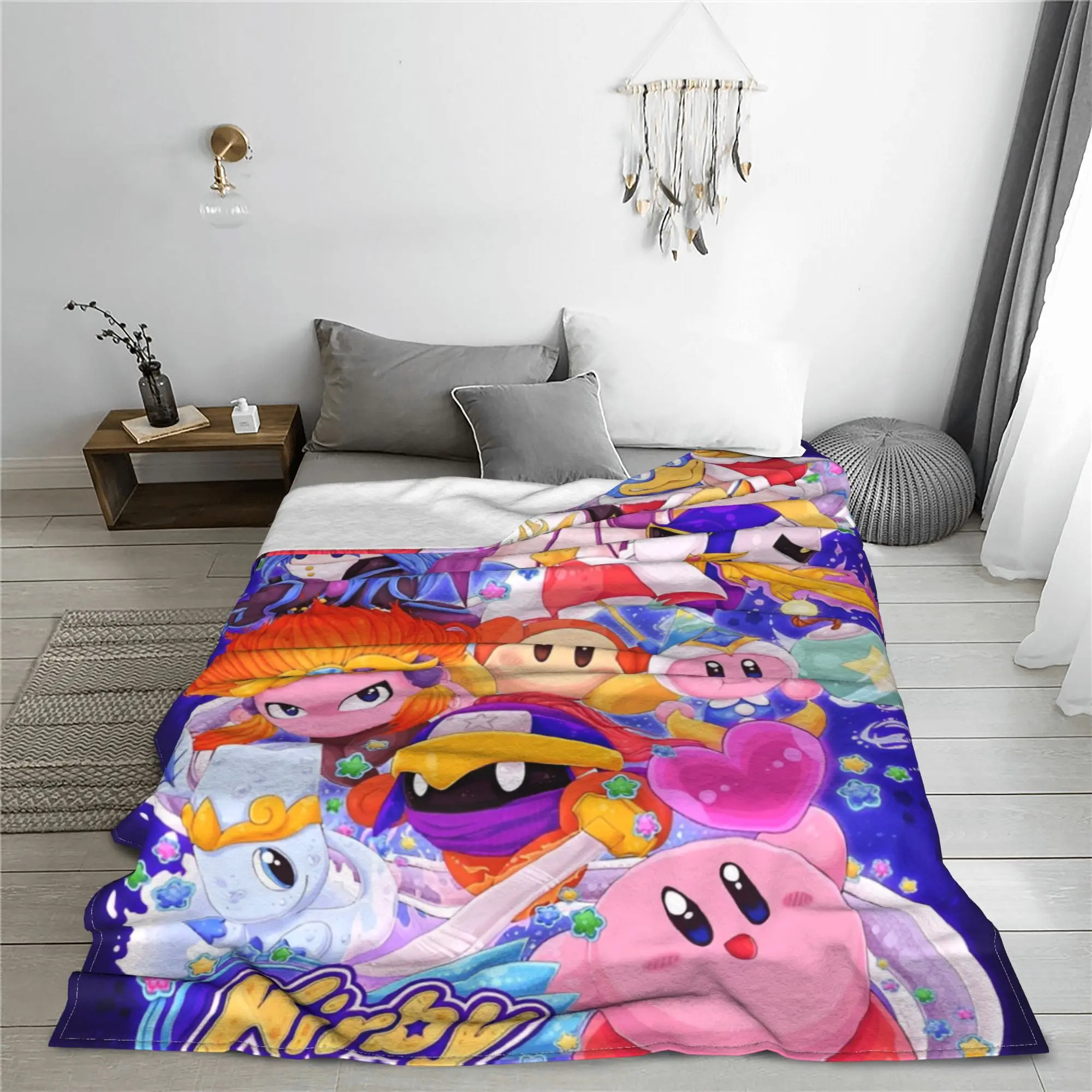 K-Kirbys Cartoon Stars Kawaii Blanket Anime Game Cute Wool Throw Blankets Portable Lightweight Multi-function Plush Thin Quilt