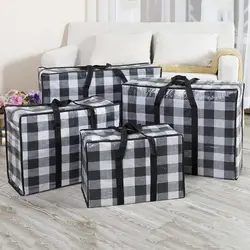 Moving Package Bag Quilt Clothes Storage Pouch Grid Simple Style PP Woven Material Students Dormitory Storage Package