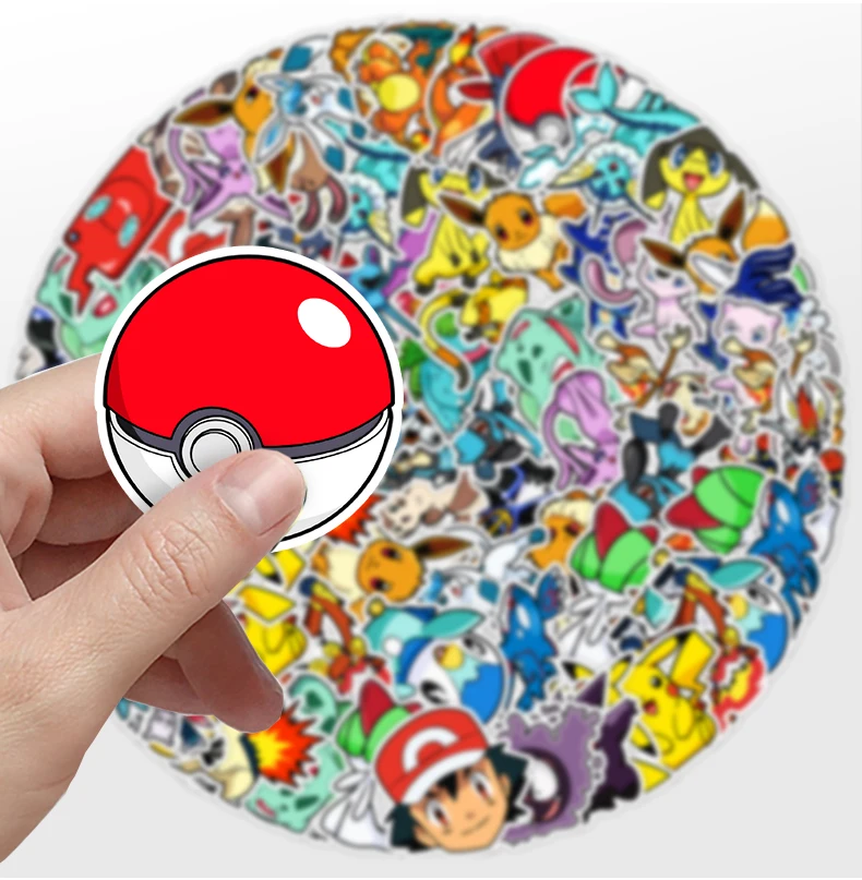50 ملصقًا على شكل جرافيتي كرتوني بوكيمون لتزيين أمتعة الجيتار DIY ملصقات مكافأة قرطاسية للأطفال مقاومة للماء