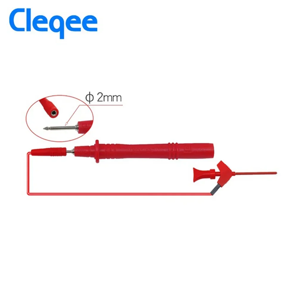 Cleqee P1511B 2PCS SMD IC Test Hook Clip Test Probe Internal Spring Silicone Cable 26AWG with 2mm Socket for Multimeter 20V/5A image 5