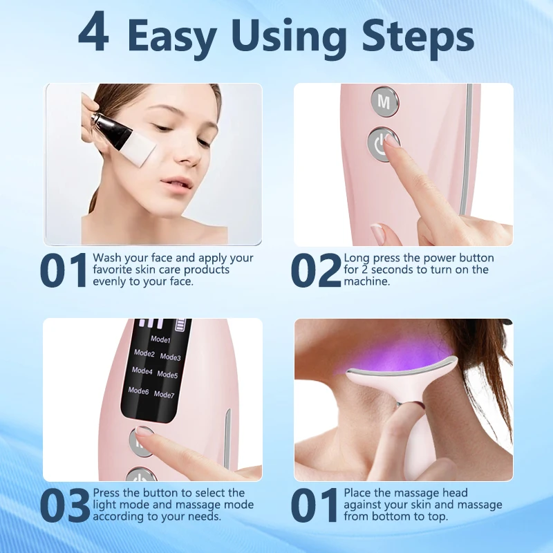 เครื่องมือนวดหน้า - ลูกกลิ้งยกเลิกและคอ 7 in1 สําหรับการดูแลผิวหน้า ของขวัญสําหรับความรัก