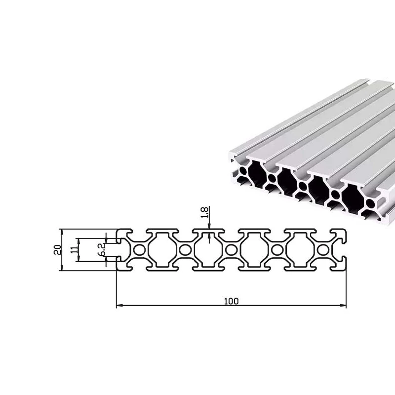 1PCS Black Silvery Anodized 20100 T Slot Aluminum Profile EU Standard 3D Printer Track CNC DIY Frame 100-550mm