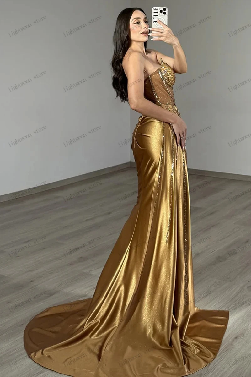 Gorgeous Evening Dresses Glamorous Prom Dress Beading Applique Sexy High Slit Sleeveless Robes Vestidos De Gala Customized 2026