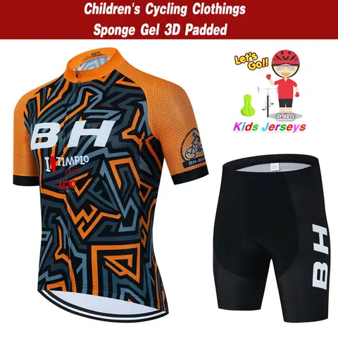 BH Kids Cycling Jersey Set Short Sleeve Children Bike Clothing Breathable Quick Dry Boys Summer Bicycle Wear Maillot Ciclismo