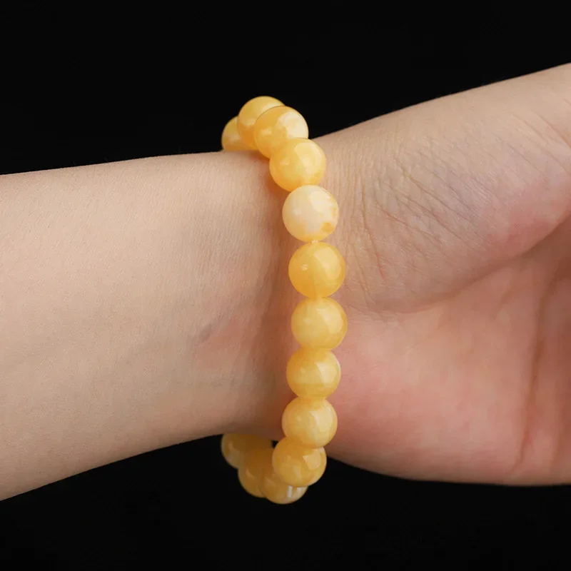 Russian Beeswax Bracelet Mineral Amber White Honey Demon Flower Bracelet Male and Female Lovers Couple Bracelets Beads