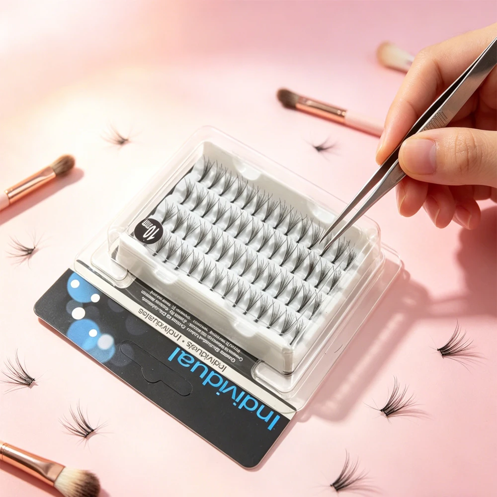 Außergewöhnliche natürliche Wimpern-Büschel, einzelne Cluster-Wimpernverlängerung, professionelles Make-up, Cilia-Cluster-Wimpern