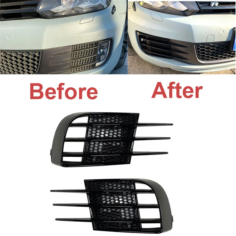 Glossy Front Fog Lamp Covers Stickers Sport For VW Golf 6 MK6 VI GTI GTD R20 2008 to 2013 Fog Light Shrouds Bumper Grille Grill