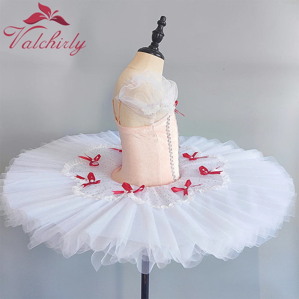 New Pink Girls Ballet Tutu Dress  White Dance Costume Platter Pancake Tutu Ballerina Party Dress for Kids