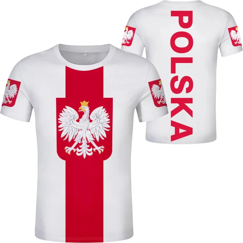 Polonia hombres jóvenes gratis nombre personalizado número foto camiseta bandera de la nación Pl República Polska polaco país Universidad ropa Casual