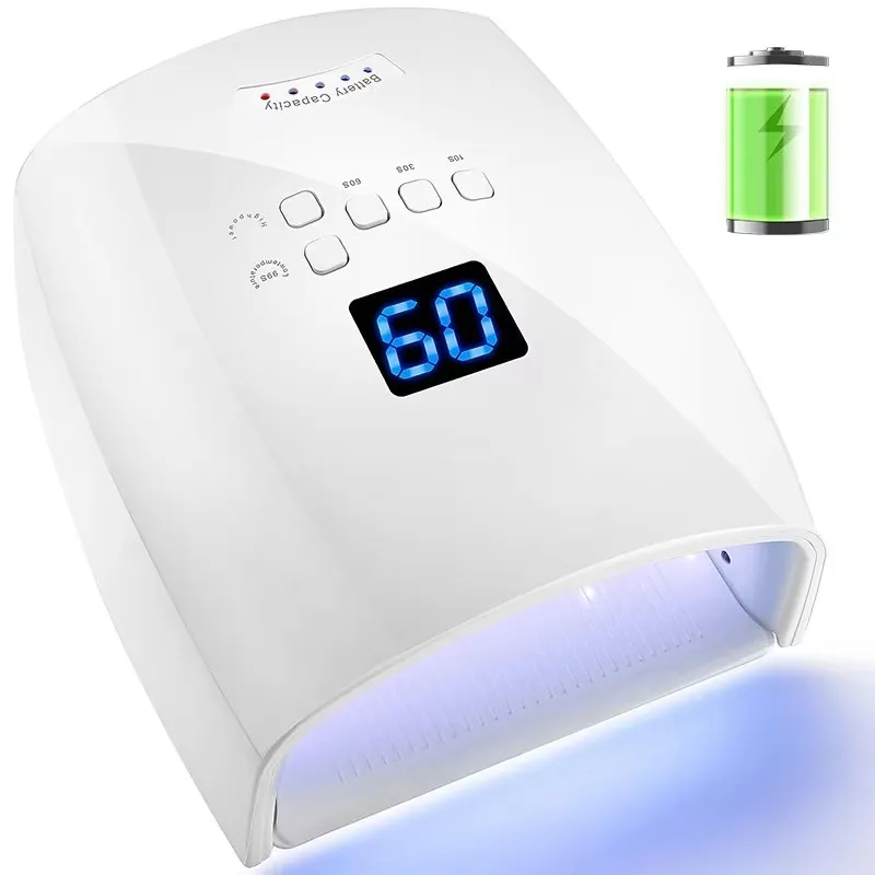 YIKOOLIN 66W Cordless Rechargeable UV LED Nail Lamp Wireless Gel Dryer with LCD Display Timer Auto Sensor Home Salon Manicure