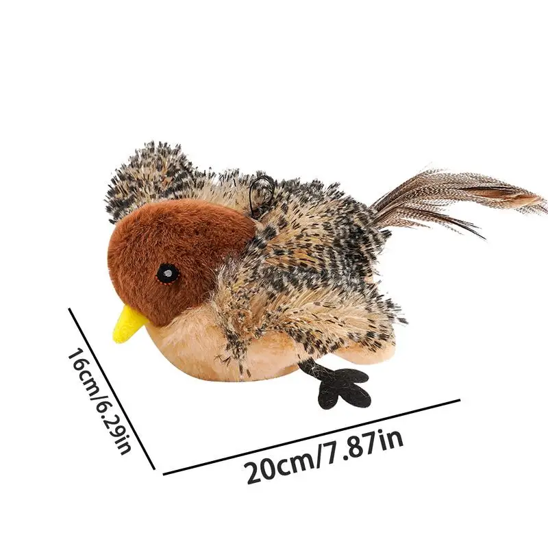 Electronic Interactive Cat Toys Kitten Simulated Chirping Bird Toy Cats Pets Plush Teasing Toys Remote Control Flapping Bird Toy