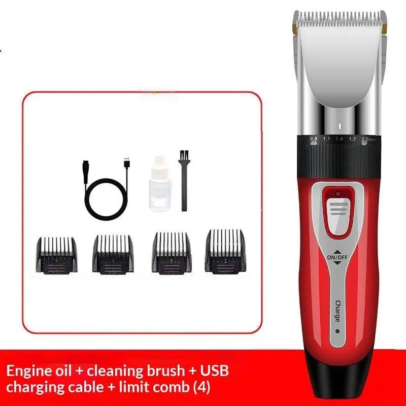 USB-Aufladbarer Rasierer Haarschneidegerät Elektrisches Haarschneideset 4 Verschiedene Klingen Haarrasierer Haartrimmer Geräuscharm – Detail 3