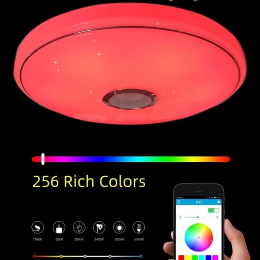 Imagem -02 - Moderno Rgb Lâmpada do Teto Led Bluetooth Inteligente Música Luz com App Controle Remoto Escurecimento Decoração Interior 85265v