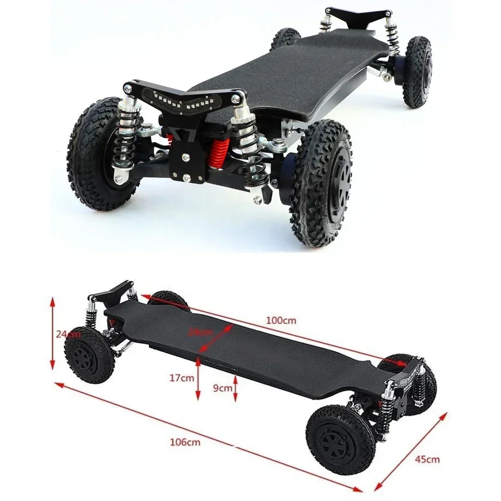 

Электрический скейтборд для бездорожья, 12000 Вт, 4WD, 55KMH, 20AH48V, с большой батареей 40%