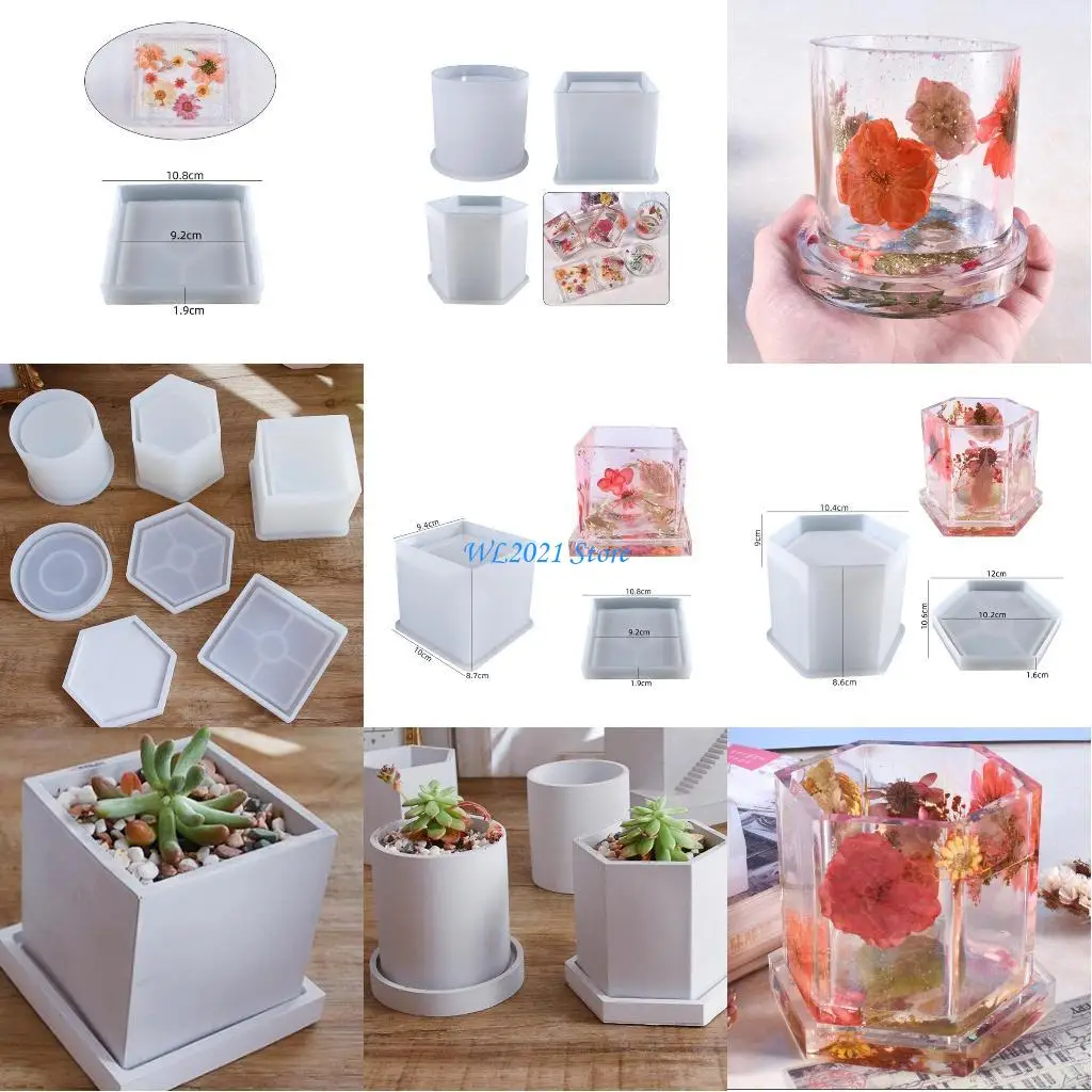 

G5GC Handmade DIY Holder Mould Mold Concrete Plant Flower Pot Epoxy Resin Mold