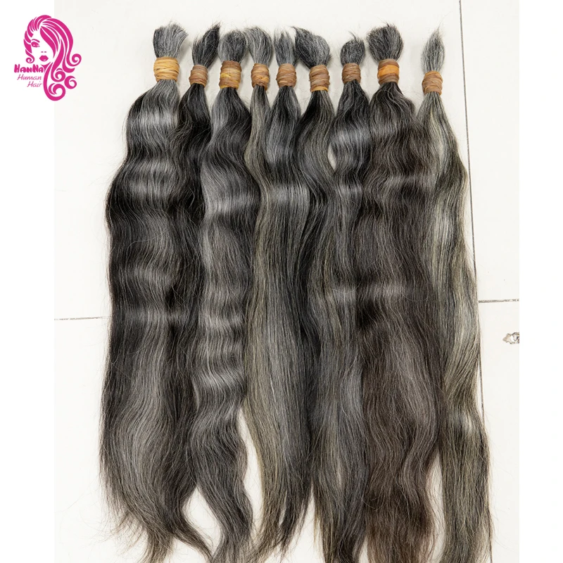 Super Double Drawn Cabelo do Sul Gray Hair Bone Straight No Weft 15A Unprocessed Can Be Dyed To Any Color Hair From One Donor