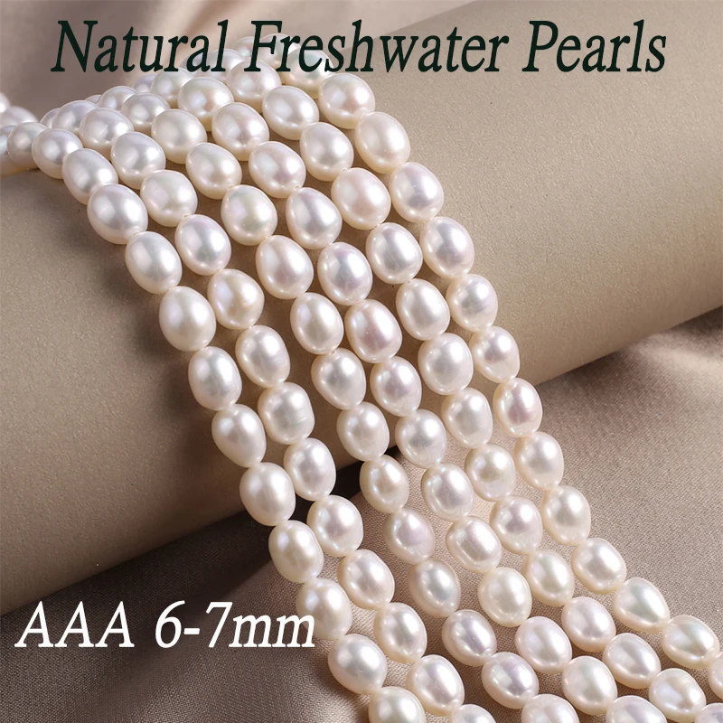 

Natural Freshwater Culture Pearl Beads Punch White Smooth Oval Bead for Jewelry Making Diy Necklace Bracelet Accessories