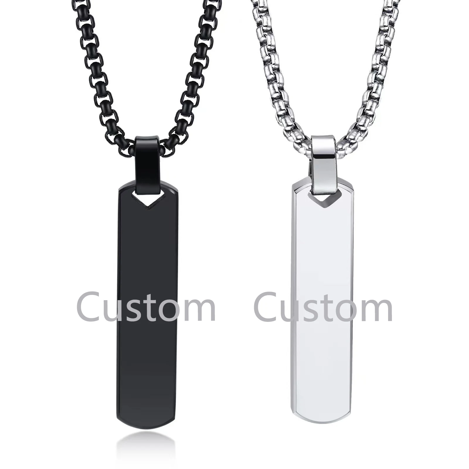 WLP Stainless Steel Custom Letter Bar Necklace for Men Women Thick Geometric Vertical Bar Personalized Necklace Jewelry Gift