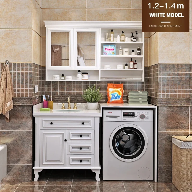 Marble Bathroom Cabinet Washing Machine Cabinet Integrated Modern Luxury Balcony Washing Machine Kast Companion Home Furniture