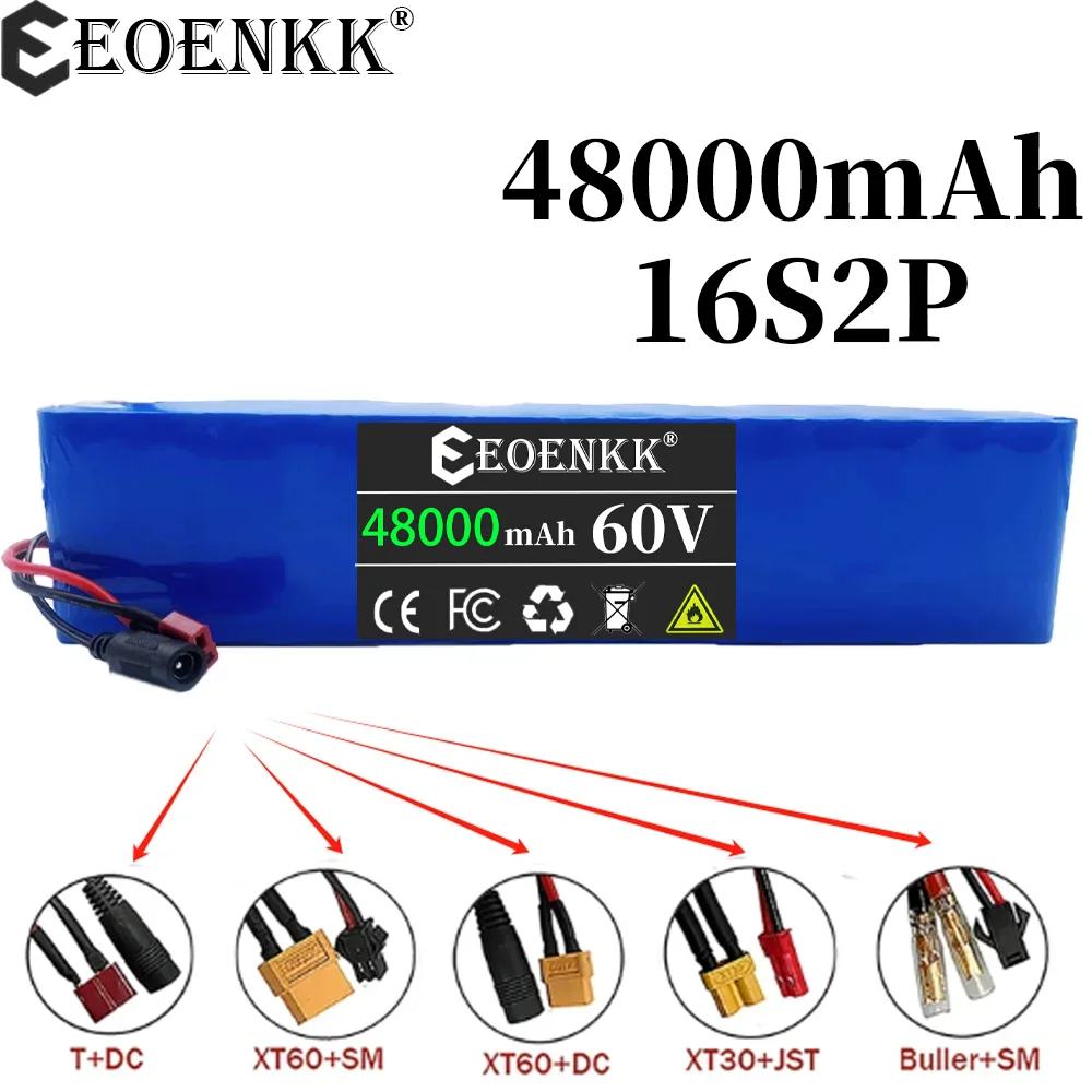 

60V 16S2P 48000mah 18650 комплект литий-ионный батарей 67,2 V 1000 Watt Bms