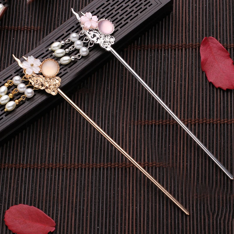 Vintage Chinese Style Hanfu Hair Stick Women Metal Glaze Hair Fork Hair Chopsticks Hairpin Woman Hair Jewelry Accessories